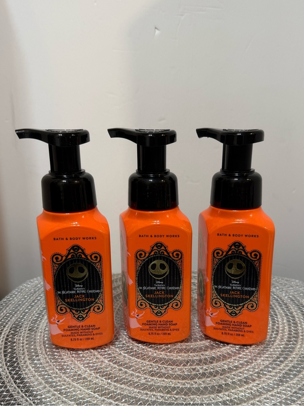 BBW + Disney NBC Jack Spellington Foaming Hand Soap Set of 3 NWT